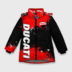 Зимняя куртка для девочки Ducati - красная униформа с красками