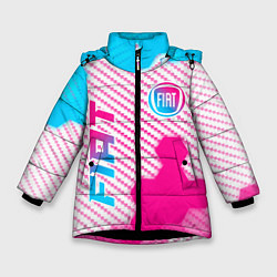 Зимняя куртка для девочки Fiat neon gradient style: надпись, символ