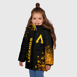 Куртка зимняя для девочки Apex Legends - gold gradient: надпись, символ, цвет: 3D-черный — фото 2
