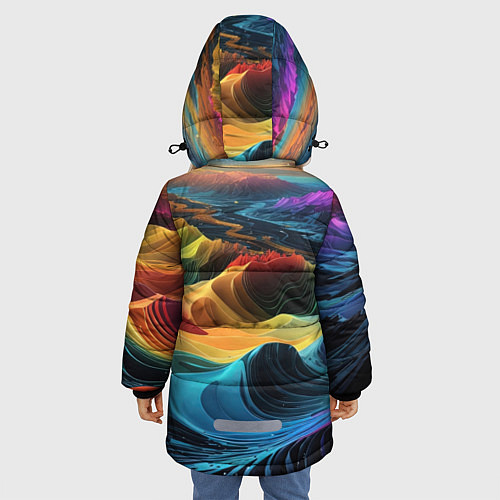Зимняя куртка для девочки Цифровая природа / 3D-Красный – фото 4