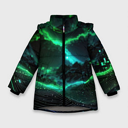 Куртка зимняя для девочки Цифровая флора, цвет: 3D-светло-серый