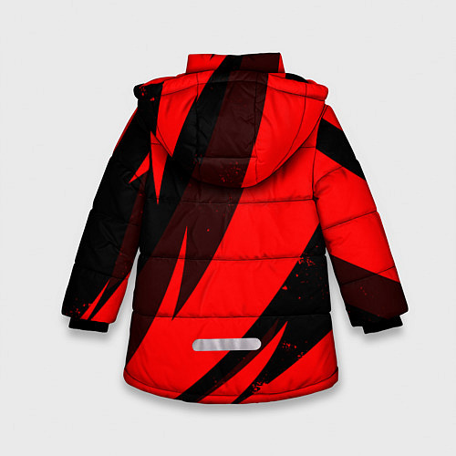 Зимняя куртка для девочки Ducati - красные волны / 3D-Черный – фото 2
