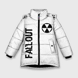 Куртка зимняя для девочки Fallout glitch на светлом фоне: надпись, символ, цвет: 3D-черный