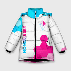 Зимняя куртка для девочки No Mans Sky neon gradient style: надпись, символ