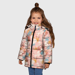 Куртка зимняя для девочки Разноцветные мазки, пятна в пастельных тонах, цвет: 3D-красный — фото 2