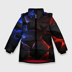 Куртка зимняя для девочки Объемные черные плиты, цвет: 3D-красный
