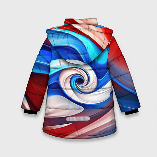 Зимняя куртка для девочки Волны в цвете флага РФ / 3D-Светло-серый – фото 2