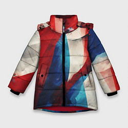 Куртка зимняя для девочки Абстракция в цветах флага РФ, цвет: 3D-красный