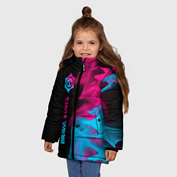 Куртка зимняя для девочки Brawl Stars - neon gradient: по-вертикали, цвет: 3D-черный — фото 2