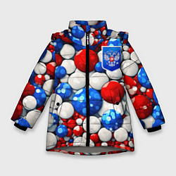 Куртка зимняя для девочки Шарики триколор, цвет: 3D-светло-серый