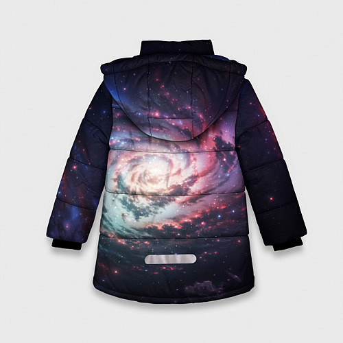 Зимняя куртка для девочки Спиральная галактика в космосе / 3D-Черный – фото 2
