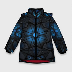 Зимняя куртка для девочки Калейдоскопные черные и синие узоры