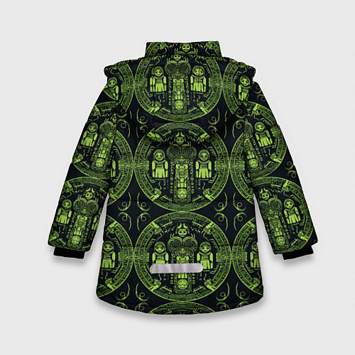 Зимняя куртка для девочки Орнамент маори / 3D-Черный – фото 2