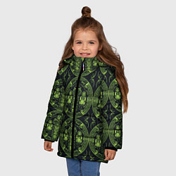 Куртка зимняя для девочки Орнамент маори, цвет: 3D-черный — фото 2