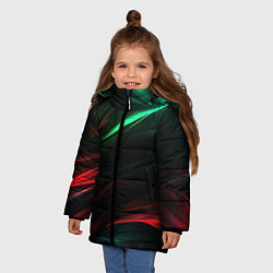 Куртка зимняя для девочки Dark red and green, цвет: 3D-черный — фото 2