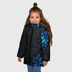 Куртка зимняя для девочки Черные плиты с синими вставками, цвет: 3D-черный — фото 2