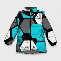 Куртка зимняя для девочки Шестиугольники абстрактный фон, цвет: 3D-светло-серый