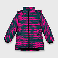 Зимняя куртка для девочки Спортивный паттерн камуфляж