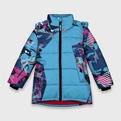 Зимняя куртка для девочки Цифровая река спортивный паттерн
