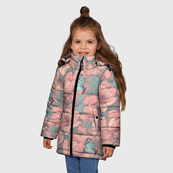 Куртка зимняя для девочки Паттерн с бабочками и цветами, цвет: 3D-светло-серый — фото 2