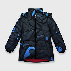 Куртка зимняя для девочки Blue black abstract texture, цвет: 3D-красный