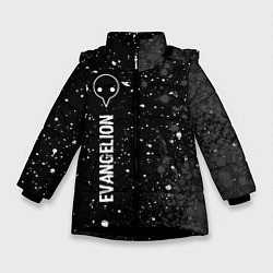 Зимняя куртка для девочки Evangelion glitch на темном фоне: по-вертикали
