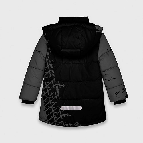 Зимняя куртка для девочки Chevrolet speed на темном фоне со следами шин: по- / 3D-Черный – фото 2