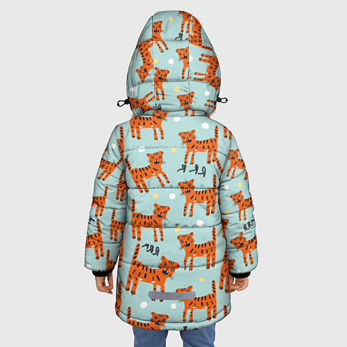 Зимняя куртка для девочки Очень злой бенгальский тигр / 3D-Красный – фото 4