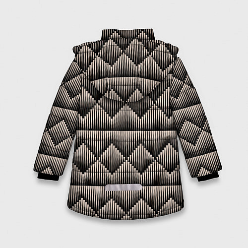 Зимняя куртка для девочки Объемные бежевые ромбы на черном / 3D-Черный – фото 2