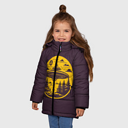 Куртка зимняя для девочки Инопланетное вторжение летающая тарелка, цвет: 3D-светло-серый — фото 2