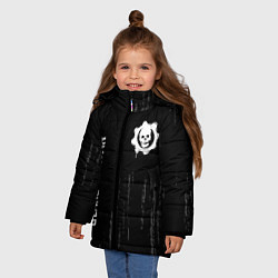 Куртка зимняя для девочки Gears of War glitch на темном фоне: надпись, симво, цвет: 3D-черный — фото 2