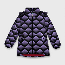 Куртка зимняя для девочки Фиолетовые выпуклые ромбы, цвет: 3D-красный