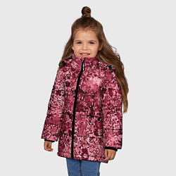 Куртка зимняя для девочки Мозаичный узор в коричнево-красных тонах, цвет: 3D-черный — фото 2