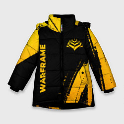 Зимняя куртка для девочки Warframe - gold gradient: надпись, символ