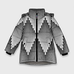 Куртка зимняя для девочки Большие вдавленные ромбы, цвет: 3D-светло-серый