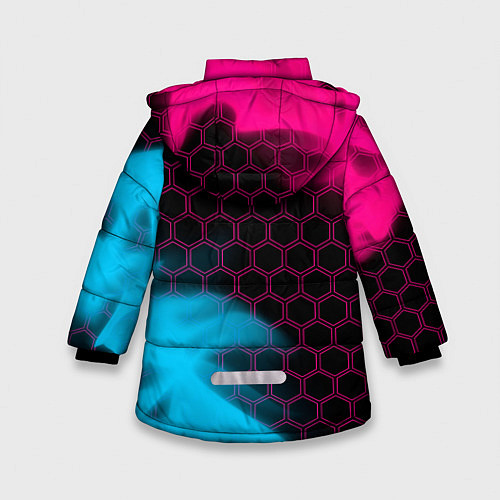 Зимняя куртка для девочки Volvo - neon gradient: надпись, символ / 3D-Черный – фото 2