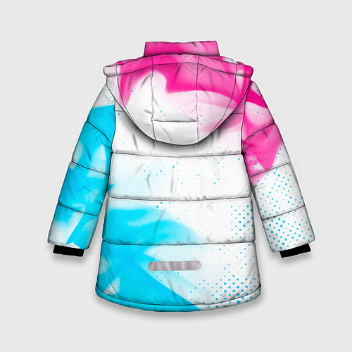 Зимняя куртка для девочки Gears of War neon gradient style: надпись, символ / 3D-Черный – фото 2
