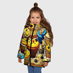 Куртка зимняя для девочки Вкусный принт - кексы от нейросети, цвет: 3D-светло-серый — фото 2
