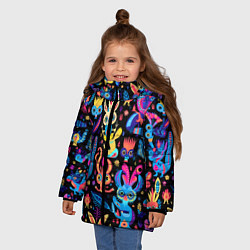 Куртка зимняя для девочки Космические монстрики, цвет: 3D-красный — фото 2