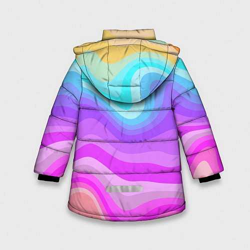 Зимняя куртка для девочки Неоновая разноцветная волна / 3D-Черный – фото 2