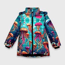 Зимняя куртка для девочки Медуза в стиле арт