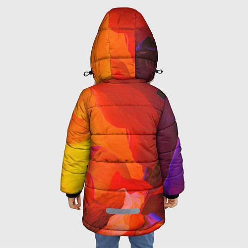 Зимняя куртка для девочки Красно-оранжевый паттерн / 3D-Красный – фото 4