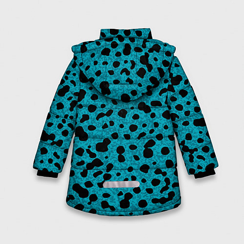 Зимняя куртка для девочки Пятнистый паттерн чёрно-голубой / 3D-Черный – фото 2