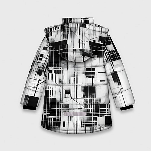 Зимняя куртка для девочки Кибер Сетка гранж / 3D-Черный – фото 2