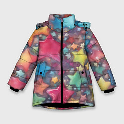 Зимняя куртка для девочки Разноцветные новогодние звёзды