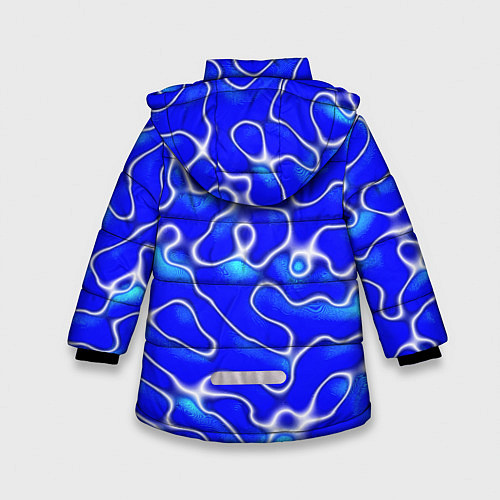 Зимняя куртка для девочки Синий волнистый рисунок / 3D-Светло-серый – фото 2