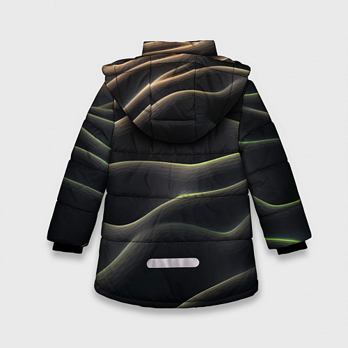 Зимняя куртка для девочки Объемная темная текстура / 3D-Черный – фото 2