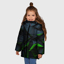 Куртка зимняя для девочки Черные и зеленые плиты, цвет: 3D-черный — фото 2