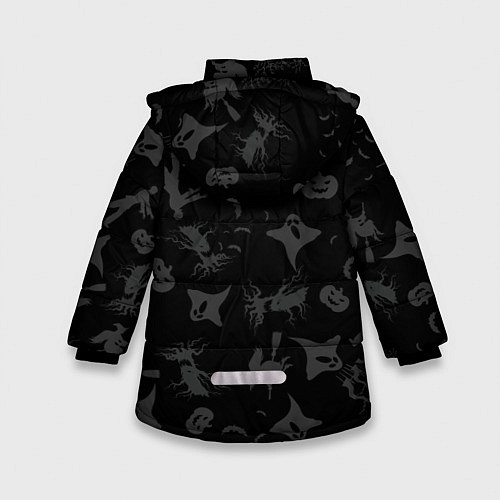 Зимняя куртка для девочки Хэллоуин тематика / 3D-Черный – фото 2