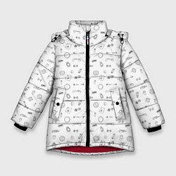 Куртка зимняя для девочки Спортивные аксессуары паттерн, цвет: 3D-красный
